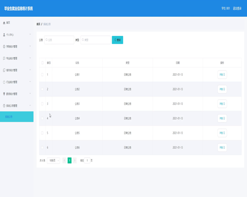 毕设ssm009毕业生就业信息统计系统+vue毕业设计