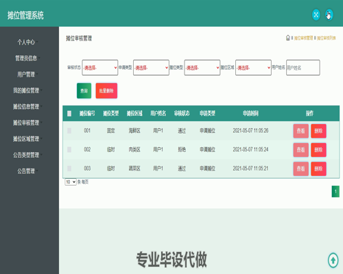 毕设ssm352摊位管理系统毕业设计